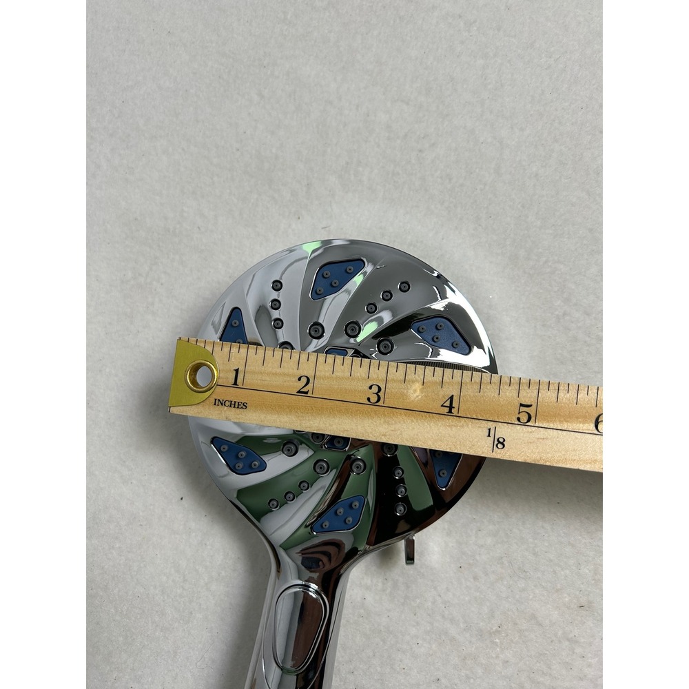 Modern Chrome Handheld Shower Head Multi-Setting Spray 5 Inch Round Face Silver - Picture 6 of 9